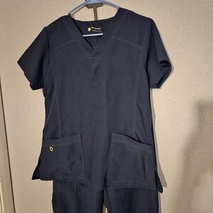 WonderWink Women's Navy Scrub Set Both  Size M Top and Pants Medical Uniform